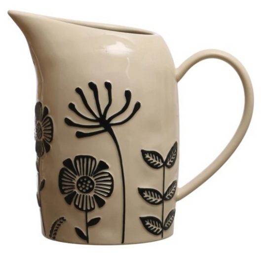 Hand-Painted Floral Pitcher