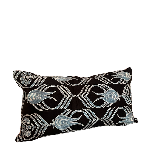 Deep Blue Sea Silk Embroidered Pillow