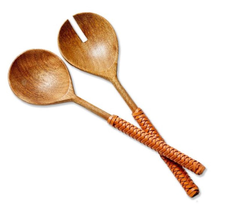 Leather Handle Salad Servers