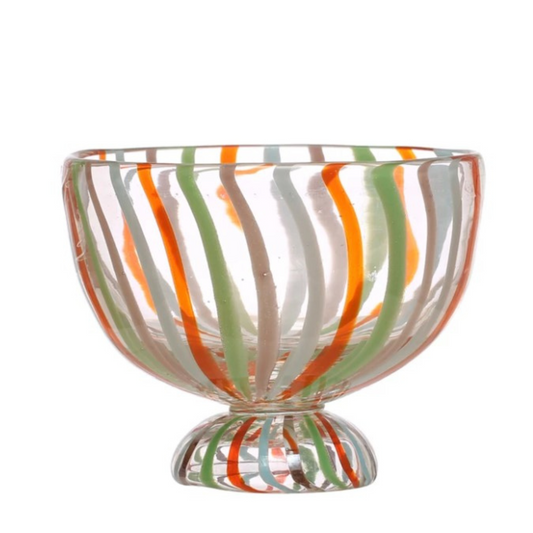 Hand-Painted Glass Footed Bowl