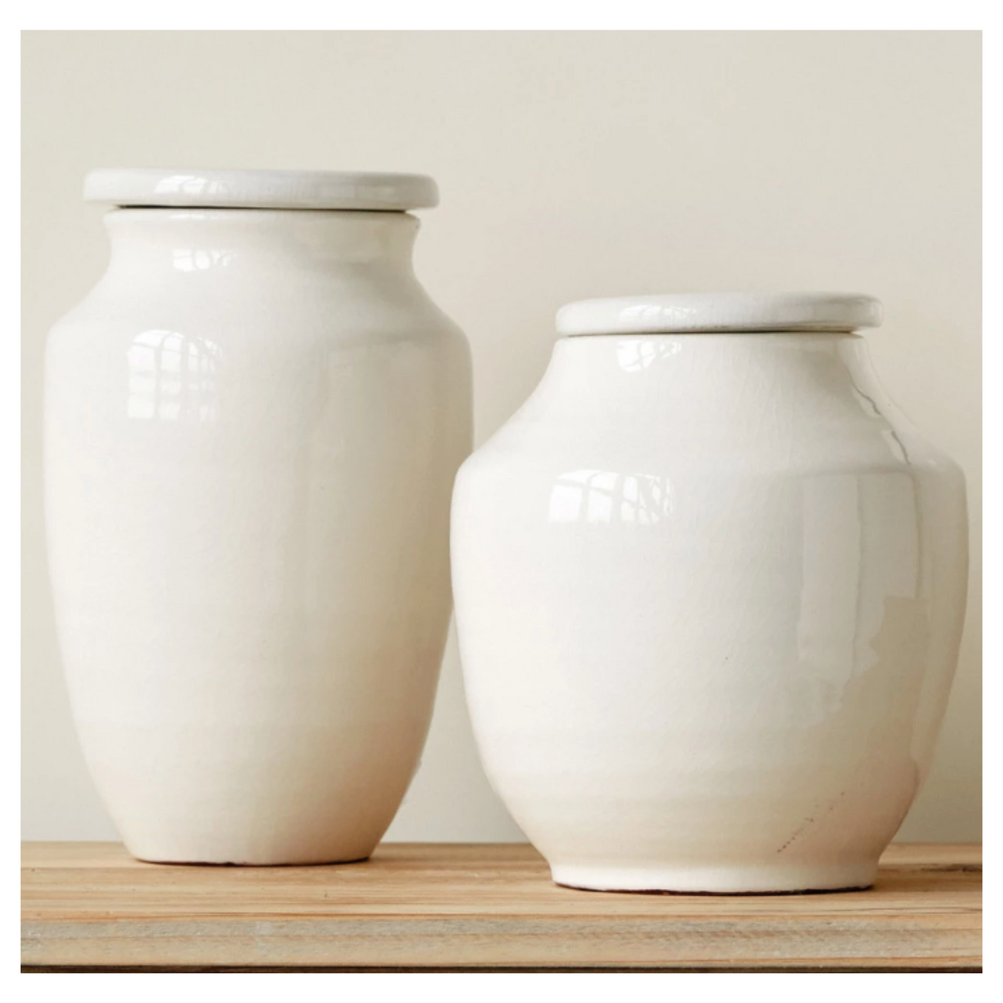 White Terra-Cotta Vase with Lid